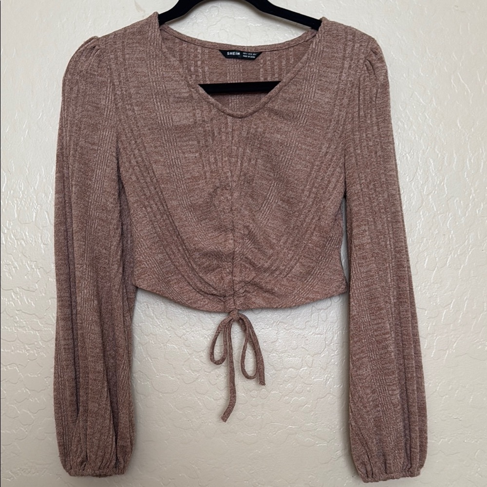 Brown Long Sleeve Knit Top